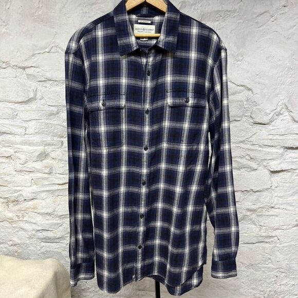 Denim & Supply By Ralph Lauren Blue Plaid Button Down Flannel The Big Shirt XL - Picture 1 of 6